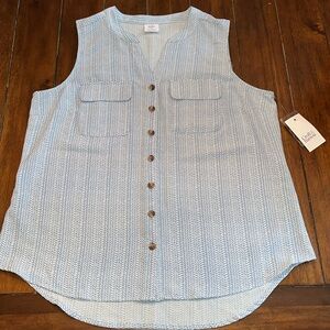 Croft & Barrow Tank Top size M Button Down Blue white